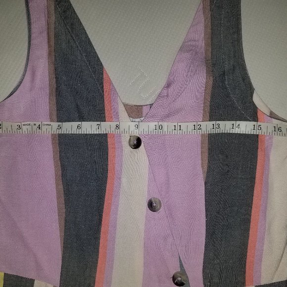 Patrons of Peace Mocha Multicolor Striped Buttons Front Dress Medium Small NEW - Picture 10 of 11